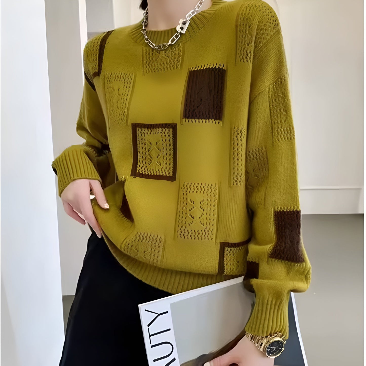 Ida™ - Stickad Geometrisk Tröja