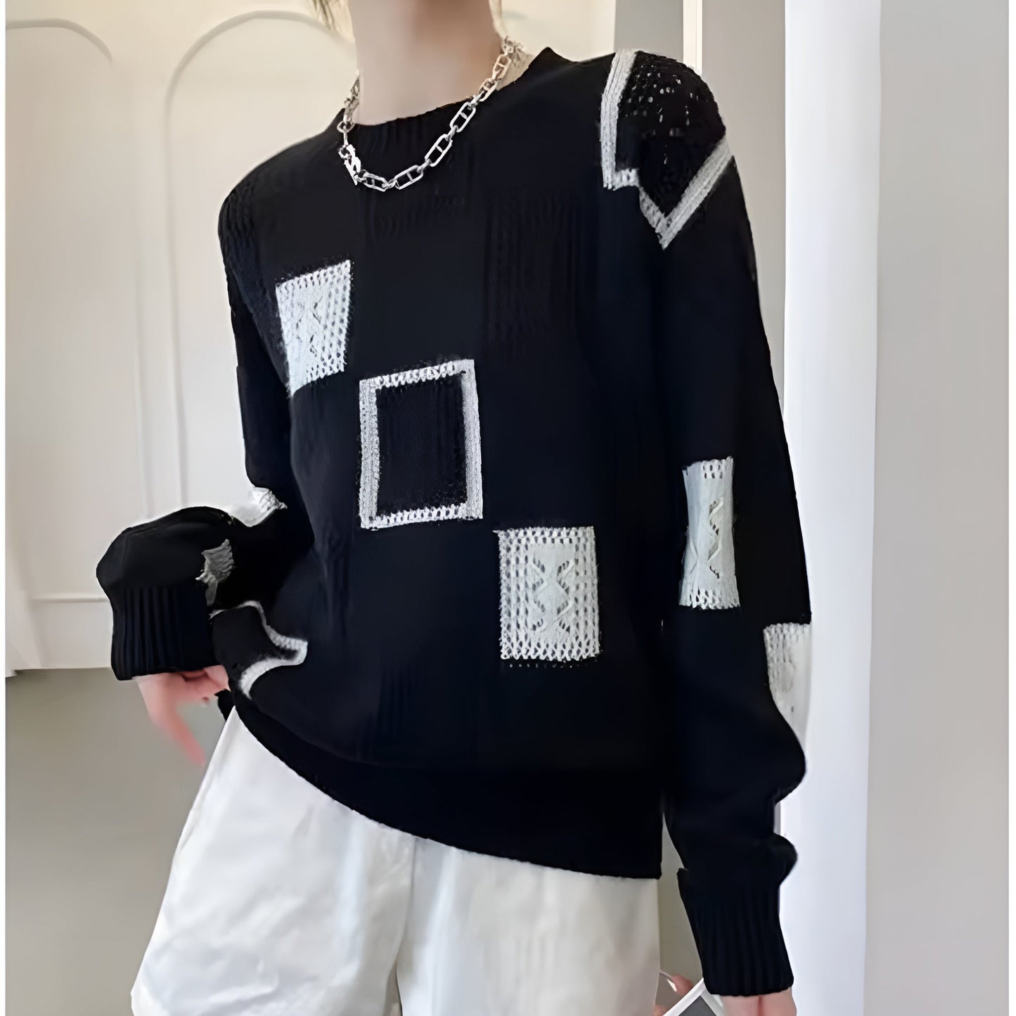 Ida™ - Stickad Geometrisk Tröja