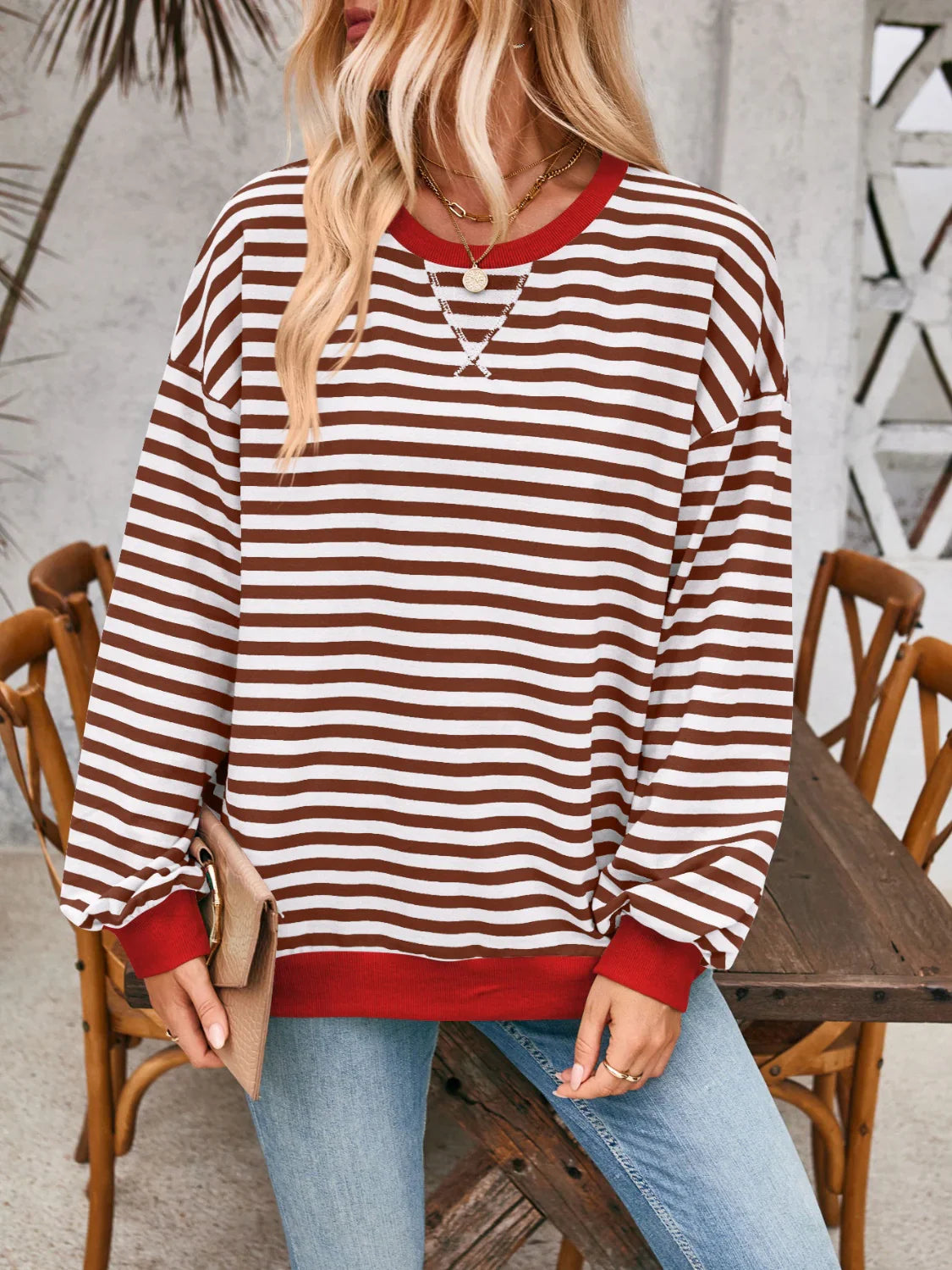 Tove™ - Oversized Randig Tröja