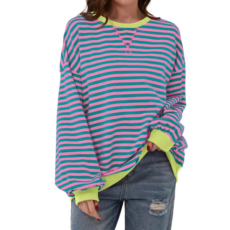 Tove™ - Oversized Randig Tröja