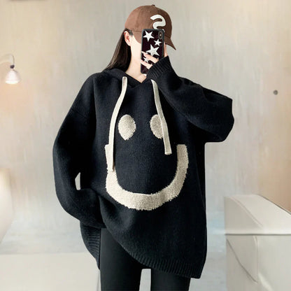 Aline™ - Oversized Smiley Huvtröja