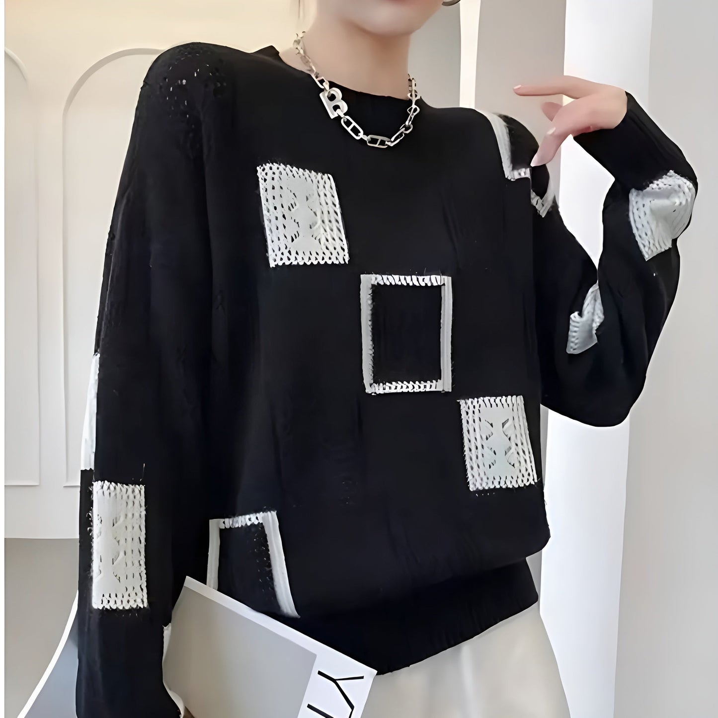 Ida™ - Stickad Geometrisk Tröja